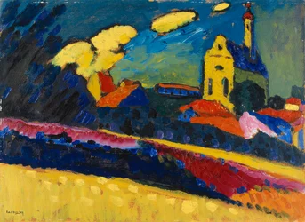 Studie für Murnau, Landschaft mit Kirche, 1909